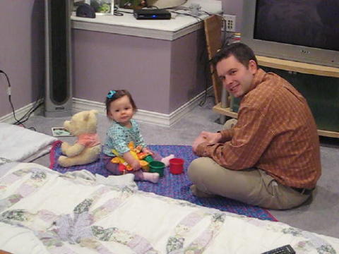 Anna and Daddy in basement